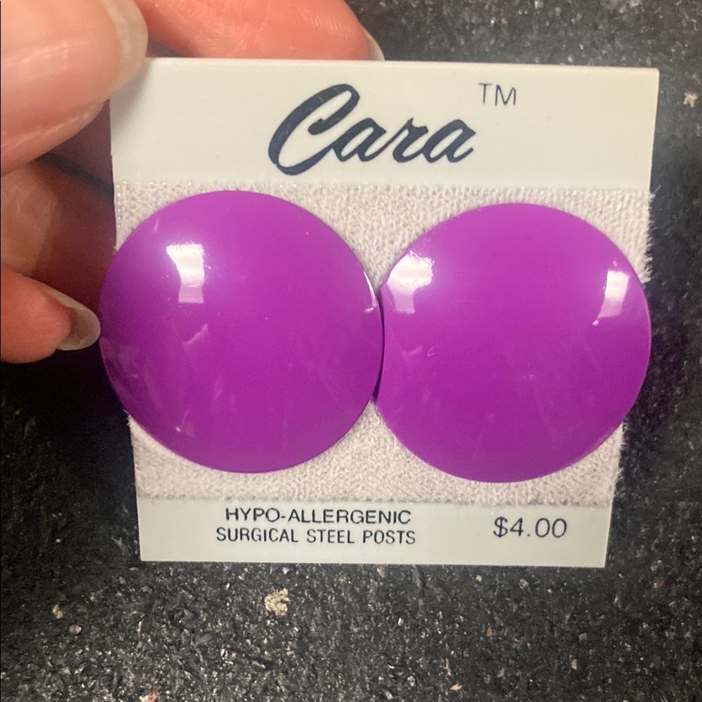 Cara 90s Deadstock Purple Round Earrings